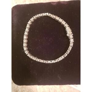 DESIGNER SIGNED KRN 925 STERLING SILVER TENNIS CHAIN BRACELET 7.5”